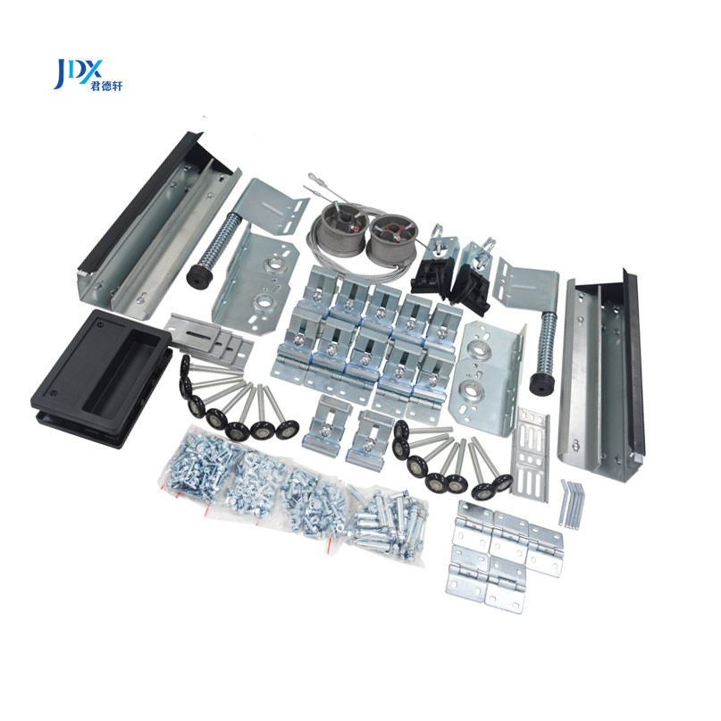 16x7 Vertical Folding Industrial Door Hardware Fittings Heavy Duty Stainless Steel Silver Commercial Garage Hardware Accessories